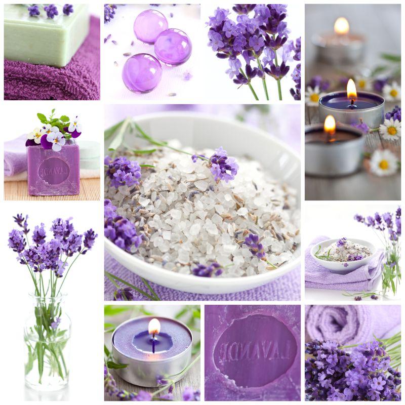 薰衣草化妆品拼贴