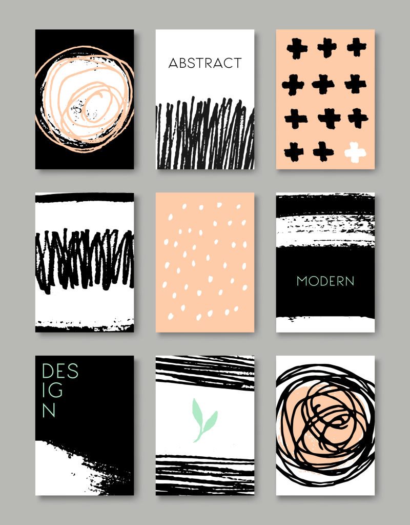 创意矢量手绘风格的现代贺卡设计