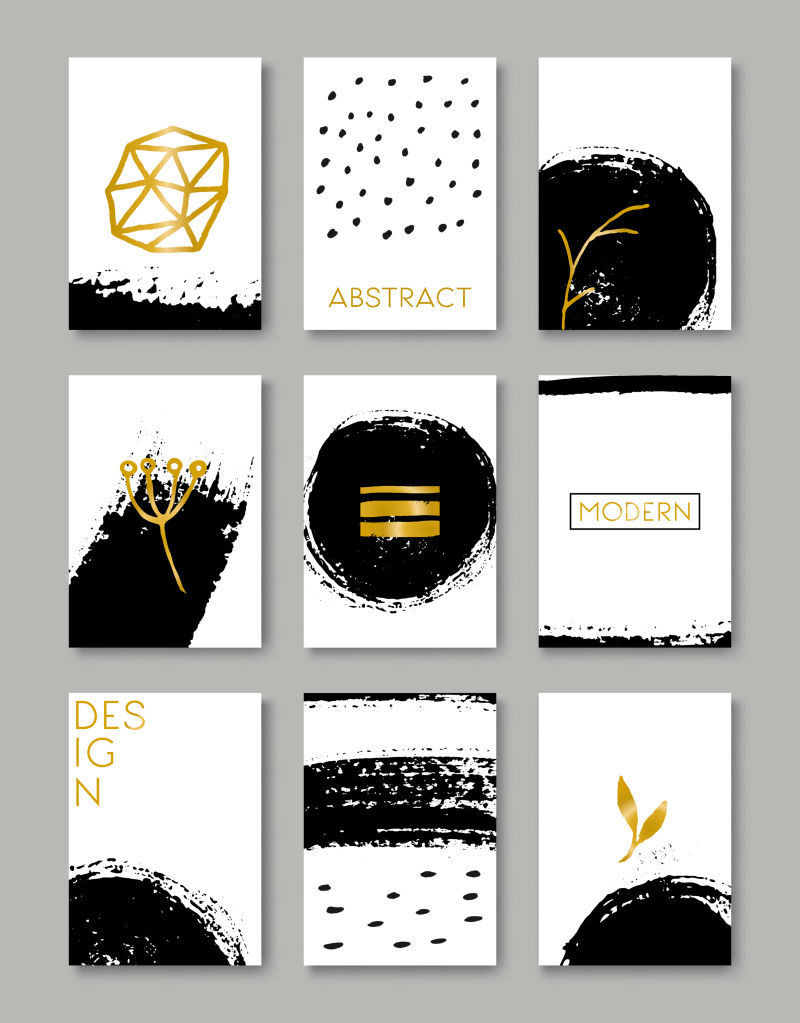 创意黑色现代手绘风格的矢量贺卡设计