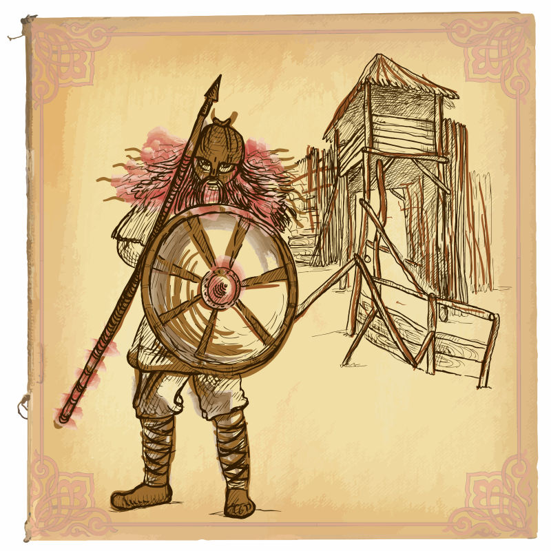 手绘海盗矢量插图