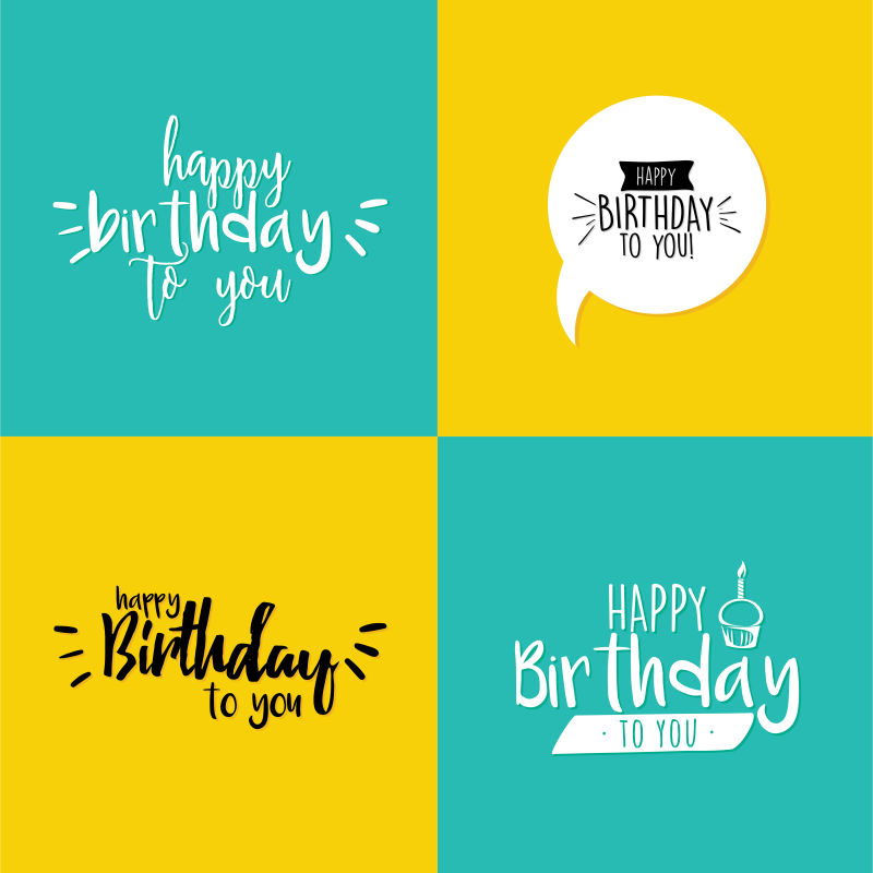 矢量生日快乐图片 矢量彩色背景上的生日快乐文字设计素材 高清图片