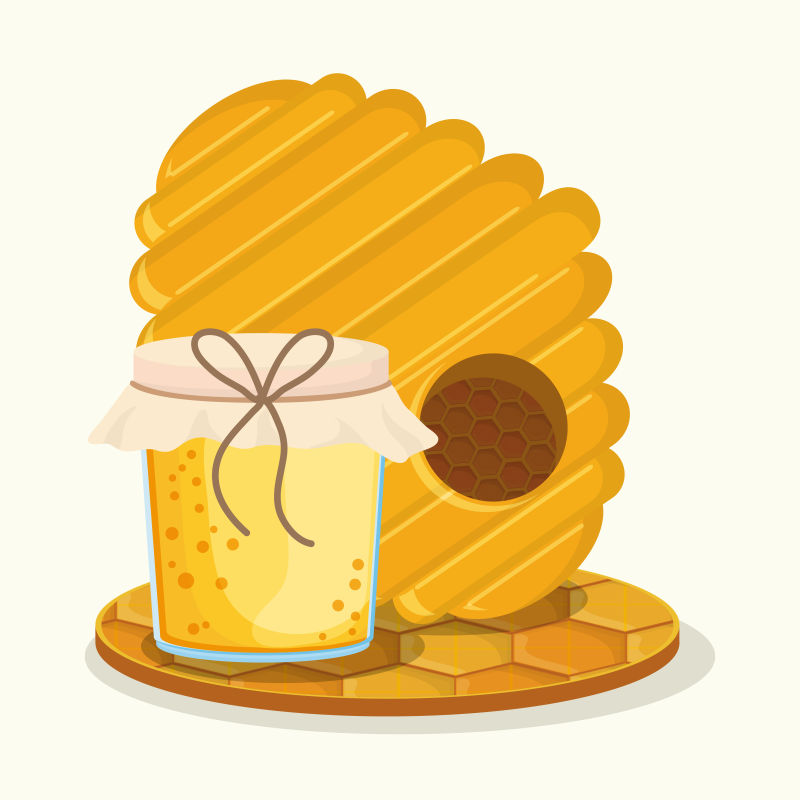 创意矢量一整罐蜂蜜插图