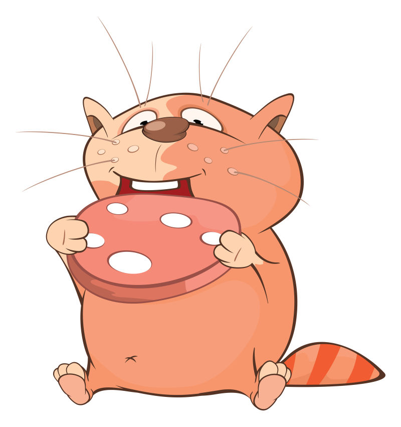 矢量吃东西的卡通猫咪