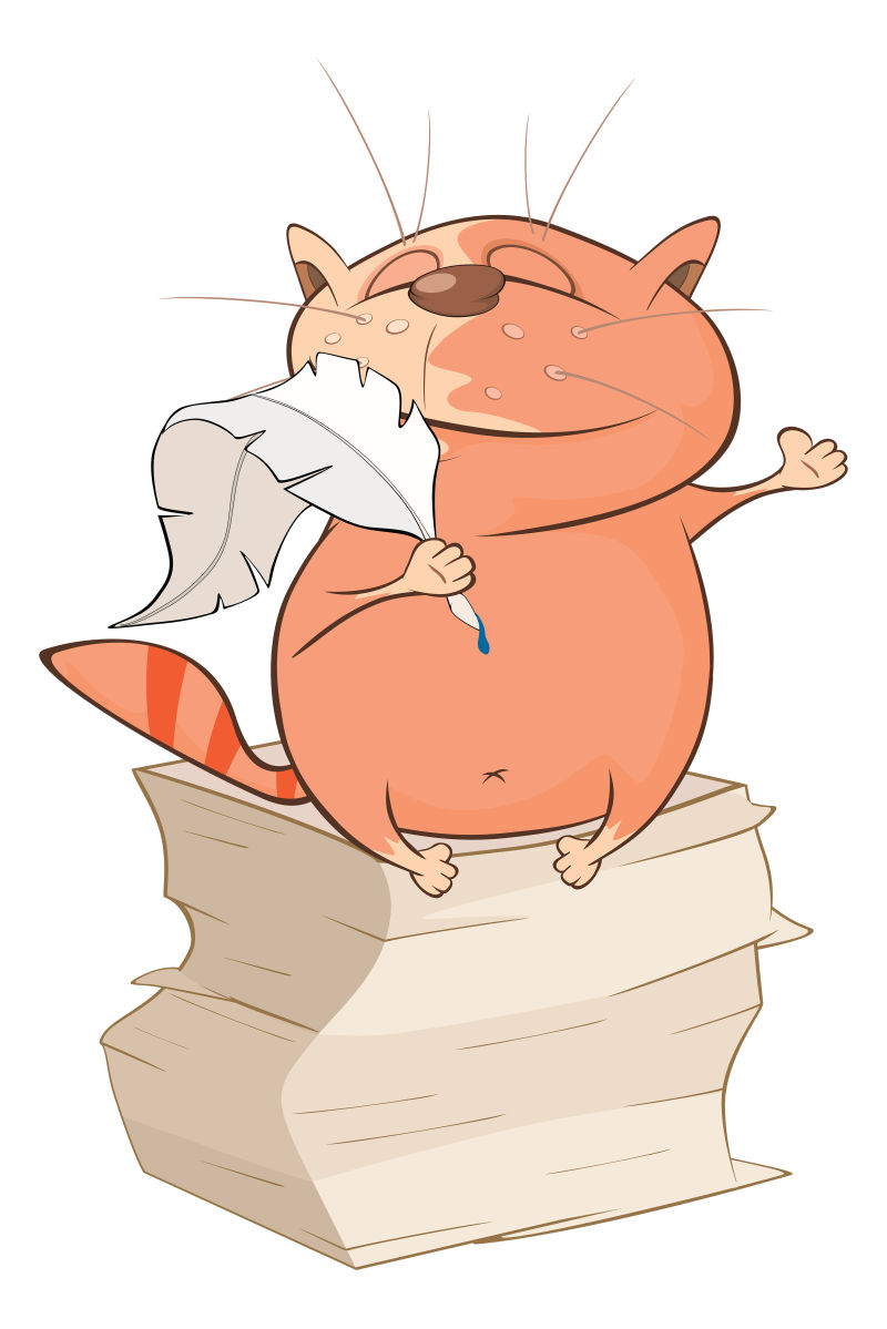 矢量卡通猫咪作家