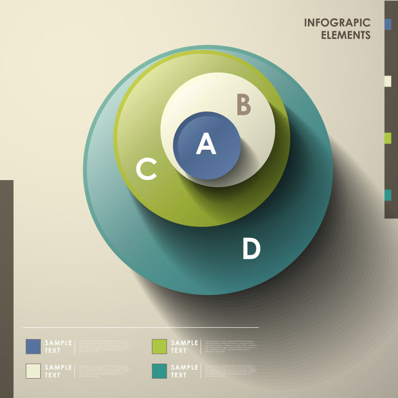 创意矢量彩色三维的信息图表设计