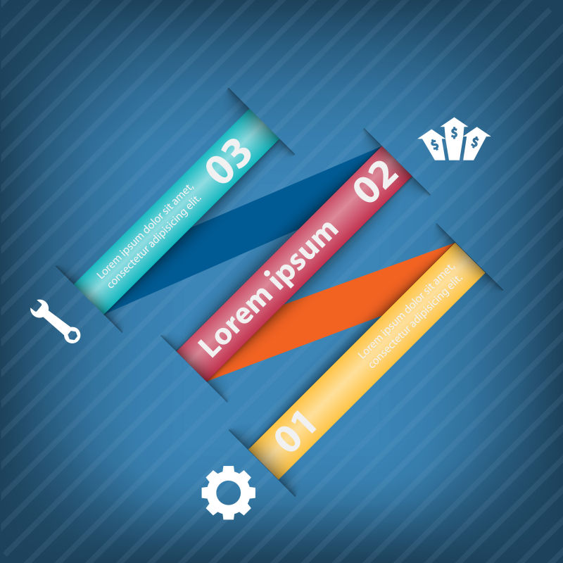 抽象矢量彩色飘带元素的信息图表