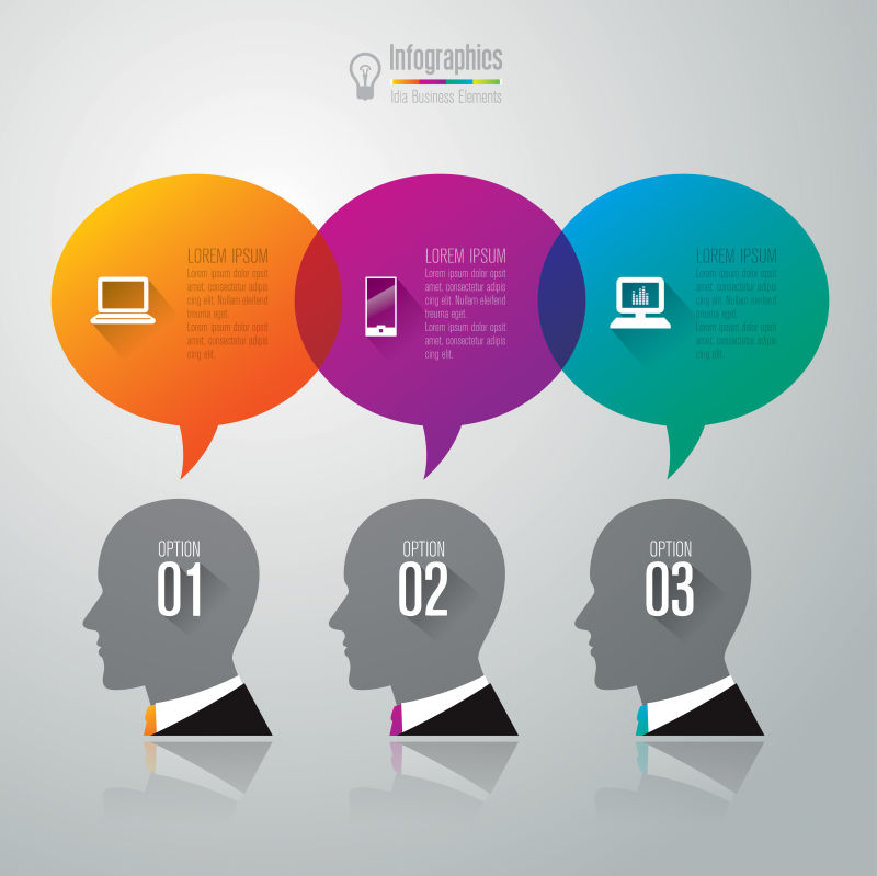 彩色抽象矢量人物想法概念的图表