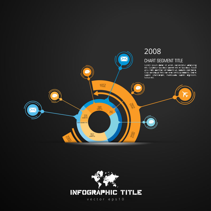 创意矢量彩色圆形时间线概念的信息图表设计