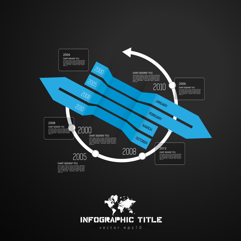 矢量蓝色抽象折纸元素的信息图表设计