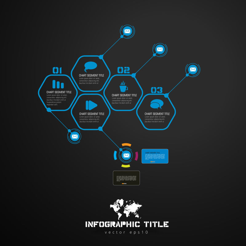 矢量几何六边形的边框图表设计