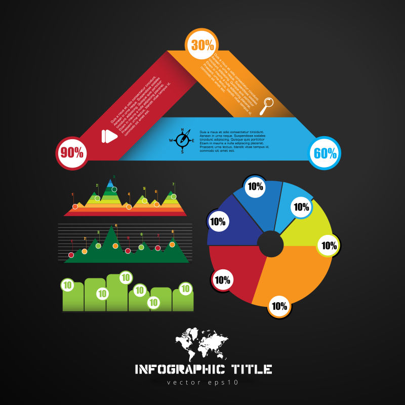 矢量彩色几何三维元素的信息图表设计