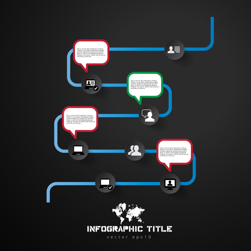 创意矢量几何线性流程信息图表设计