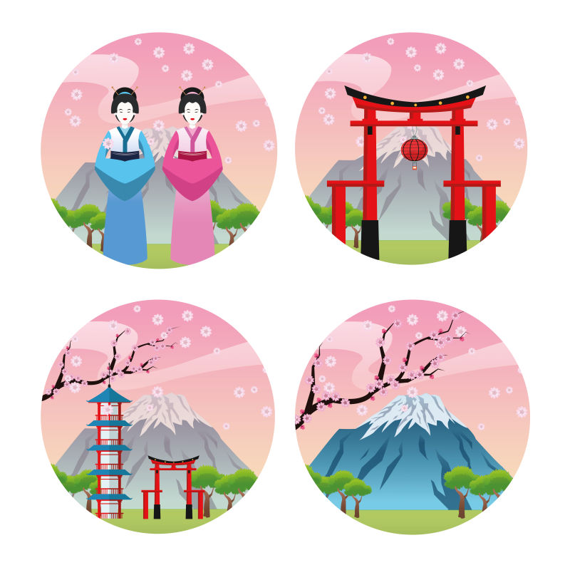 矢量的日本文化插图设计