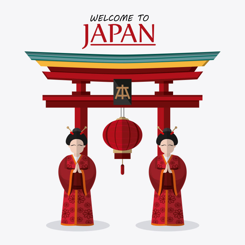 日本拱门插图矢量设计