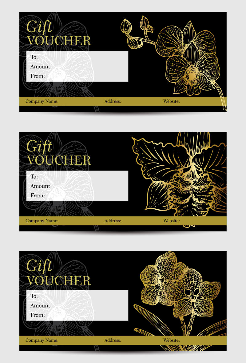 创意矢量兰花元素的礼品券设计
