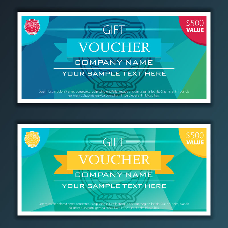 抽象矢量几何风格的现代礼品折扣券设计