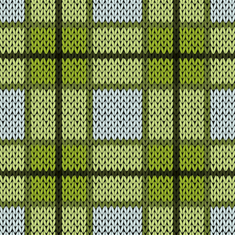 矢量绿灰色格子的针织无缝背景