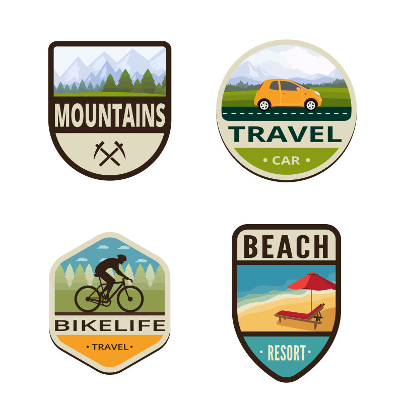 矢量抽象户外活动概念的标签设计