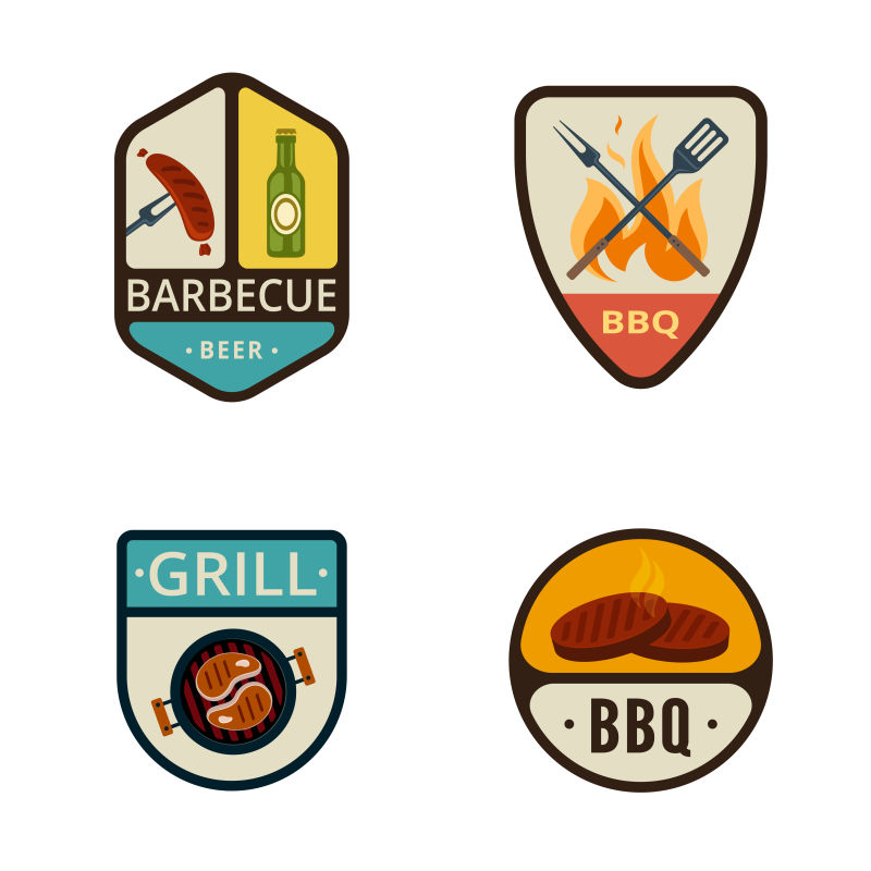 抽象矢量烧烤图形的标签设计