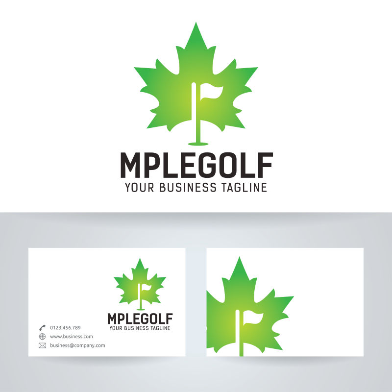 矢量的枫叶图案高尔夫标志