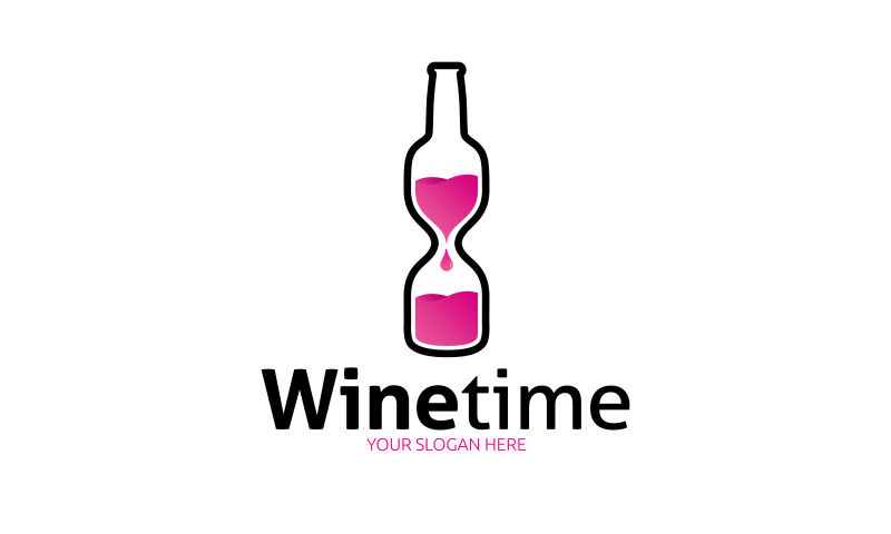 矢量抽象葡萄酒时间的标志设计