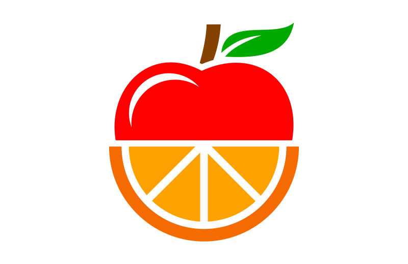 创意矢量苹果橘子的标志设计