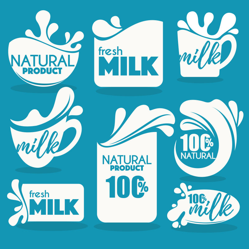 抽象矢量天然牛奶概念的标志设计
