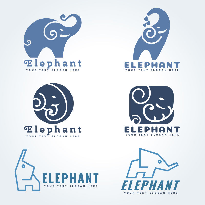 抽象大象概念的矢量标志设计