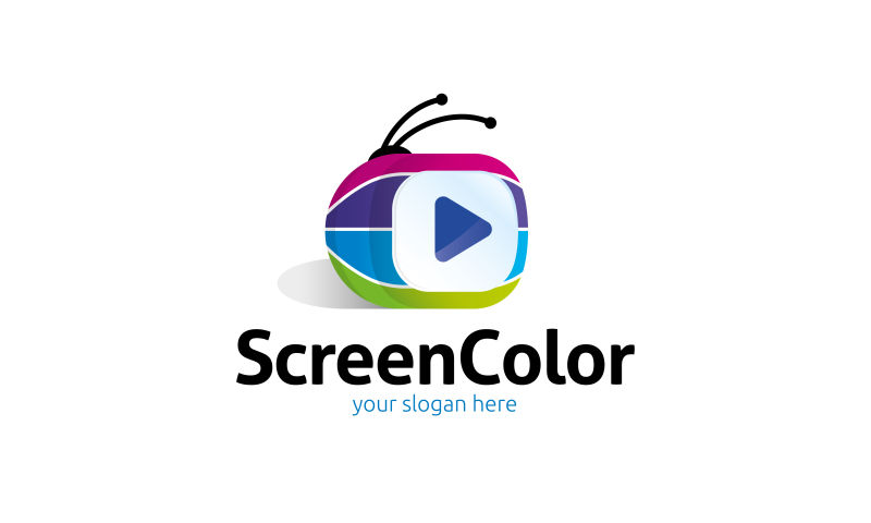 矢量电视屏幕颜色概念的标志设计