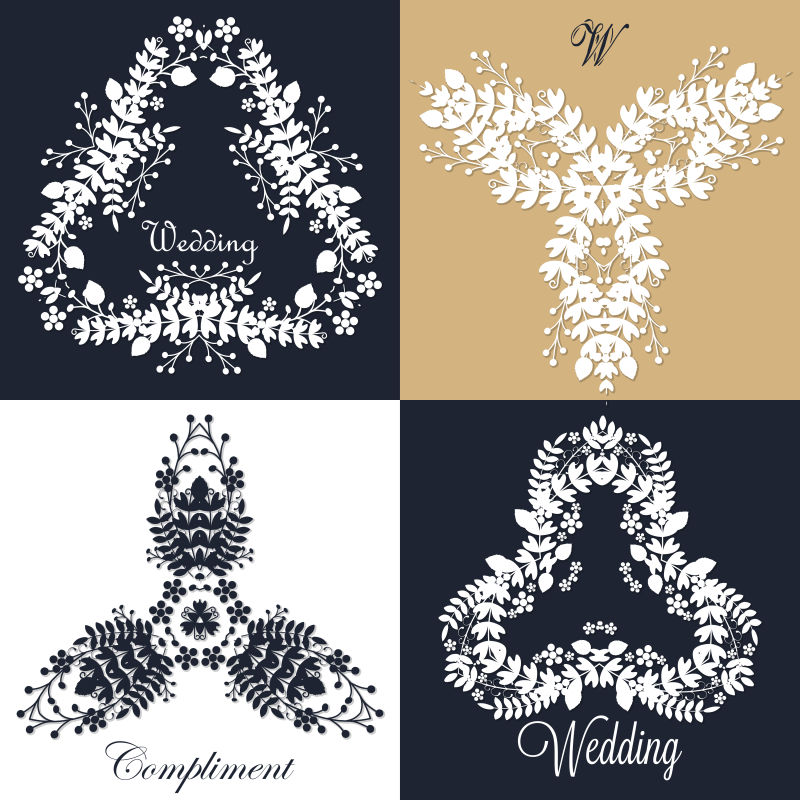 婚礼花卉装饰矢量插图