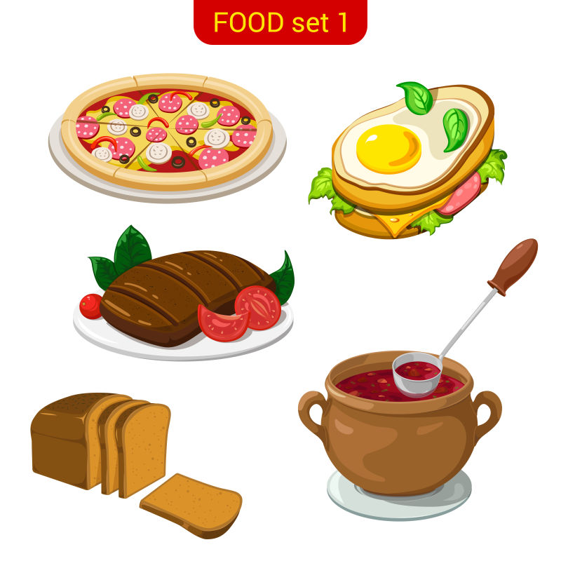 快餐食物插图矢量设计