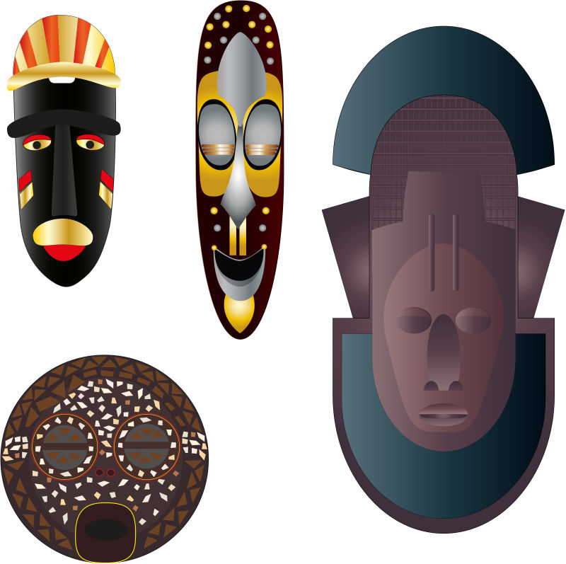 矢量的非洲传统面具