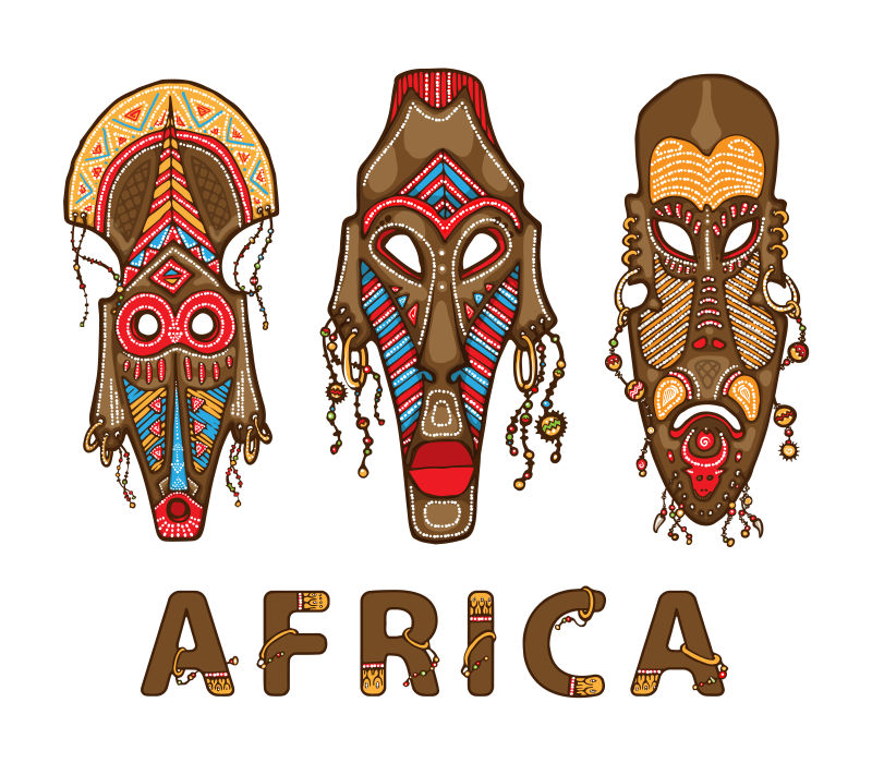矢量非洲传统面具
