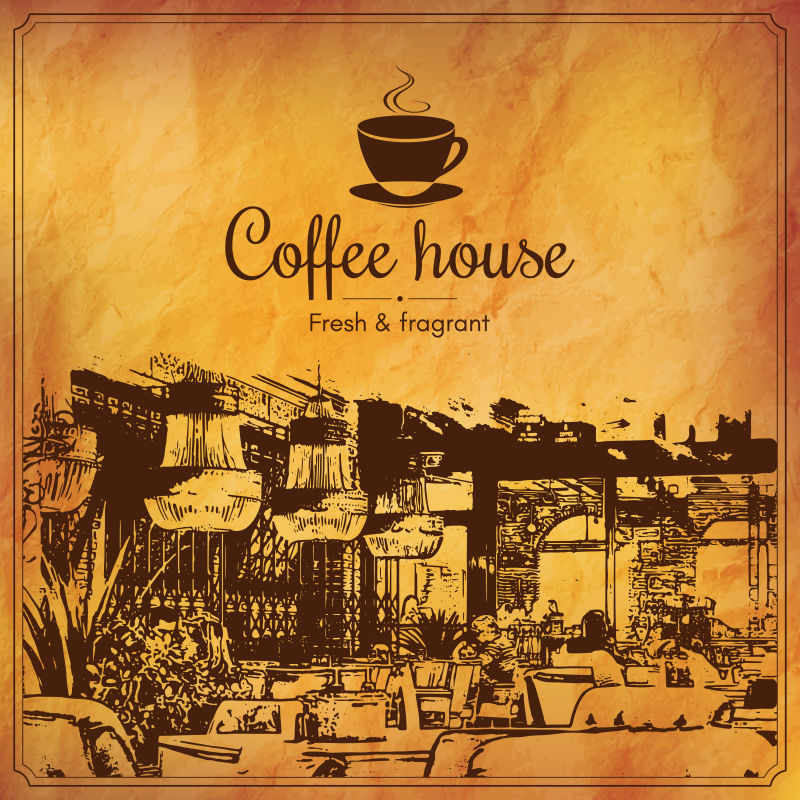 矢量的咖啡餐厅复古菜单