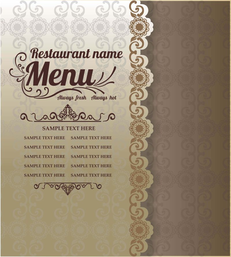 旧式餐厅菜单排版矢量设计