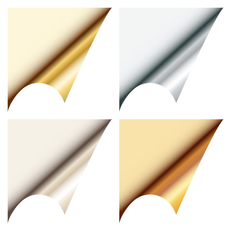 金属质感卷页矢量插图