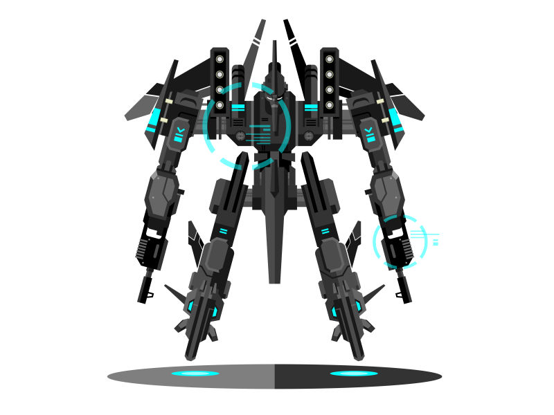飞行机器人矢量插图
