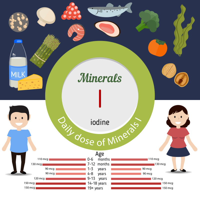 矢量的矿物质碘信息图表设计