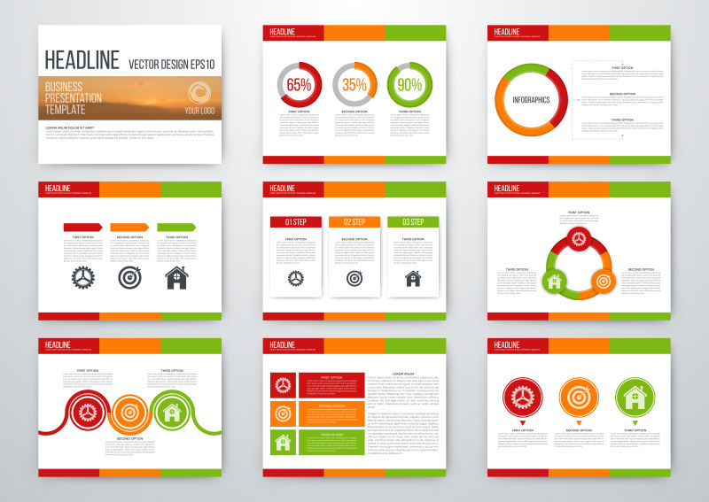 矢量彩色几何现代幻灯片设计