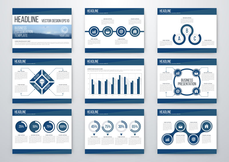 矢量现代化的信息图表幻灯片设计