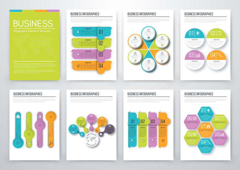 创意矢量彩色现代风格的信息图表设计