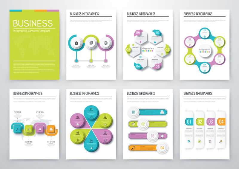 矢量现代风格的信息图表幻灯片设计