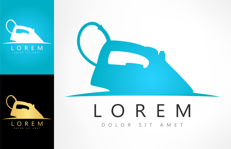 抽象熨斗机元素的矢量标志设计