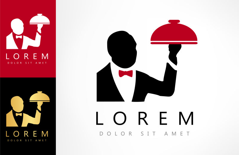 矢量服务员图形的标志设计