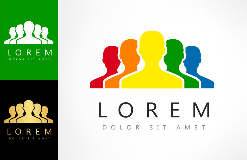 矢量彩色商务人员的标志设计