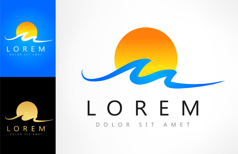 抽象矢量海上太阳的标志设计