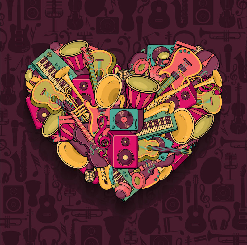 矢量手绘乐器背景