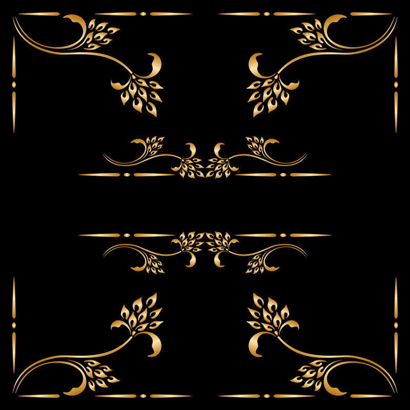 抽象矢量金色复古装饰设计元素