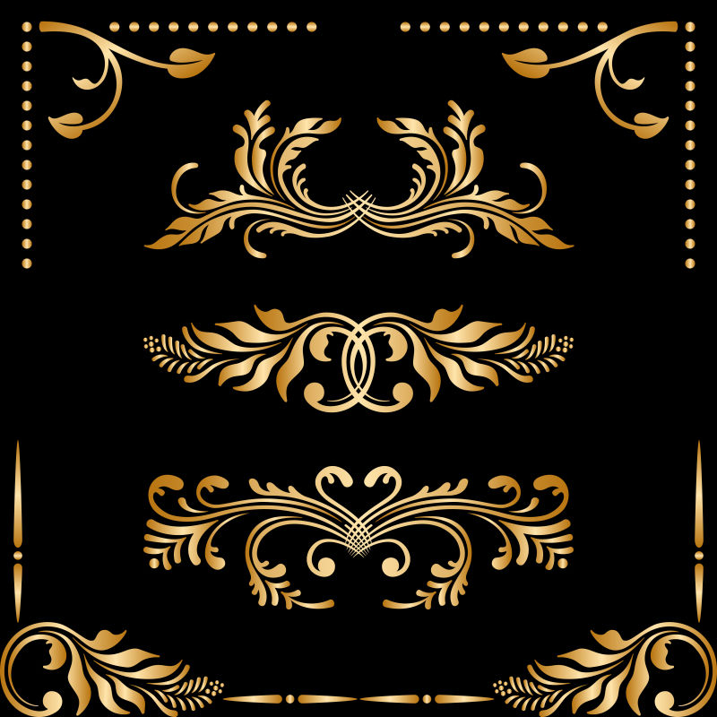金色复古矢量装饰设计元素