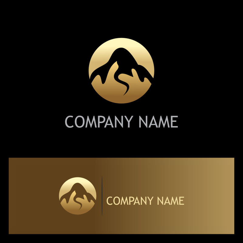 抽象矢量金色山形的标志设计